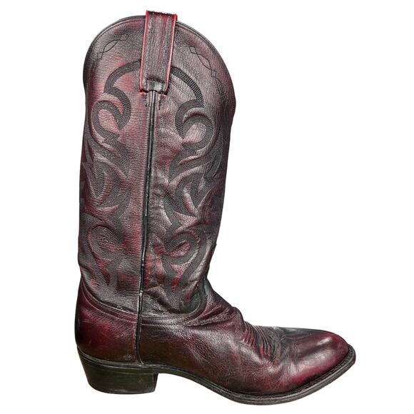 Vintage Dan Post Men’s Blackcherry Leather Western Cowboy Boots Size 10 D main image 4